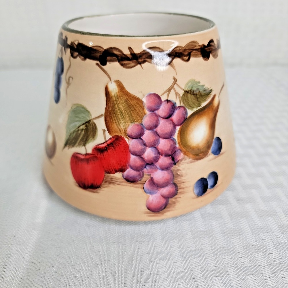 Vintage Home Interiors Ceramic Candle Jar Topper Fruit Grapes Pear Apple Tuscan
